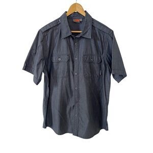 Merrell Dark Grey Short Sleeve Casual Button Down Shirt